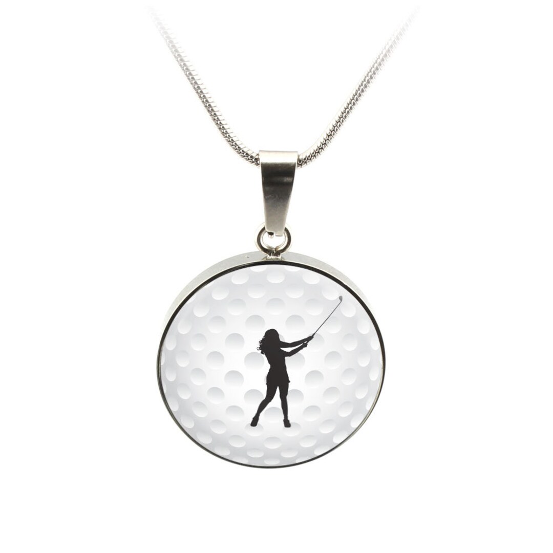 Personalized Golf Ball Necklace Stainless Steel or 18k Gold Finish
