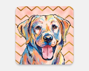 Yellow Lab Coaster for Lab Memorials, Lab Gifts, Lab Mom,  Mother's gift, Genuine Cork Bottom,