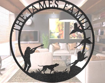 Custom Pheasant Hunting Metal Sign: Personalized Family Name Home Decor