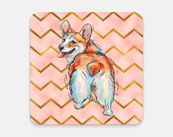 Corgi Coaster for Corgi Memorials, Corgi Gifts, Corgi Mom,  , Genuine Cork Bottom,