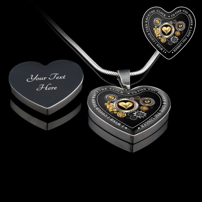 Heart Clock Necklace I Wish I Could Turn Back the Clock Etsy