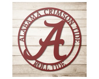 Alabama Crimson Tide Metal Sign, Alabama Alumni, Alabama Graduate Gift, Last Name Sign, Outdoor Decor, Bama Booster, Personalized Gift,