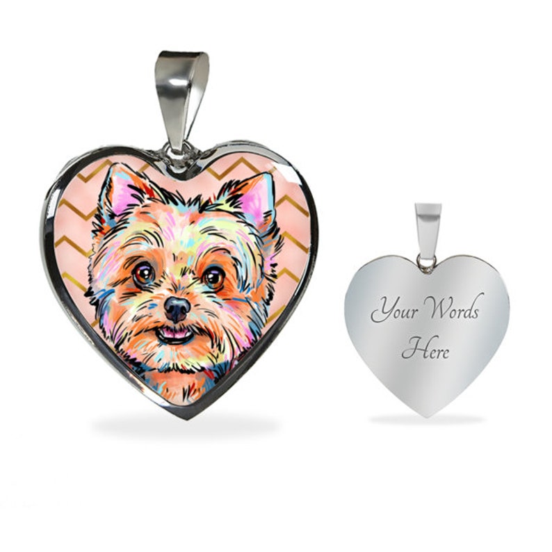 Necklace Yorkie Stainless Steel or 18k Gold Finish Engraved Etsy