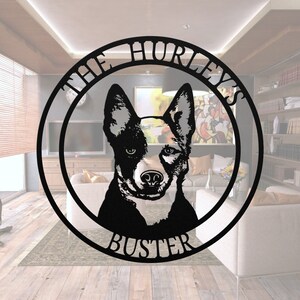 Australian Cattle Dog Metal Name Sign: Heeler Silhouette Art