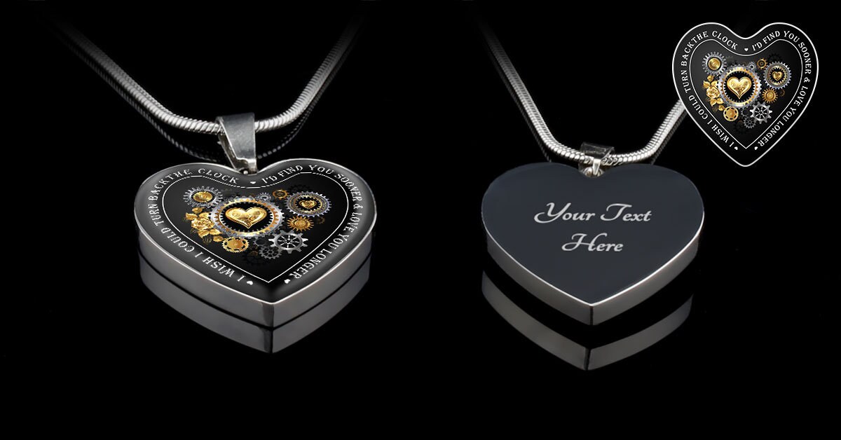 Heart Clock Necklace I Wish I Could Turn Back the Clock Etsy