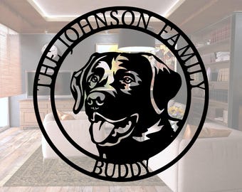 Personalized Labrador Retriever Metal Sign: Custom Dog Name, Family Name