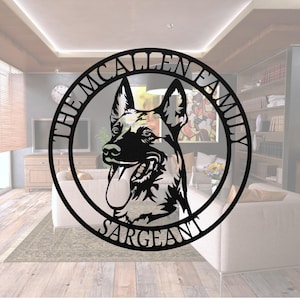 Silueta de metal de perro pastor belga malinois: decoración conmemorativa personalizada para el hogar