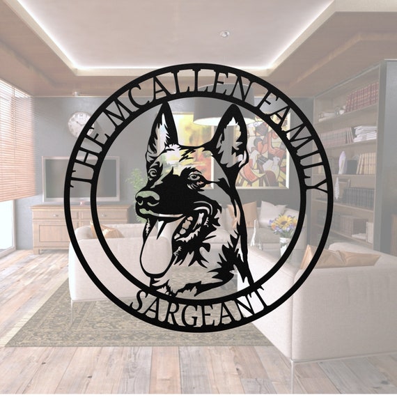 Belgian Malinois Metal Dog Silhouette: Custom Pet Memorial Home Decor