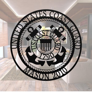 Personalized US Coast Guard Metal Sign: Custom Last Name Plaque