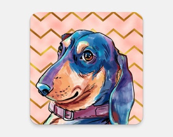 Dachshund Coaster for Dog Memorials, Golden Retriever Gifts, Doxie Mom,  Mother's gift, Genuine Cork Bottom,