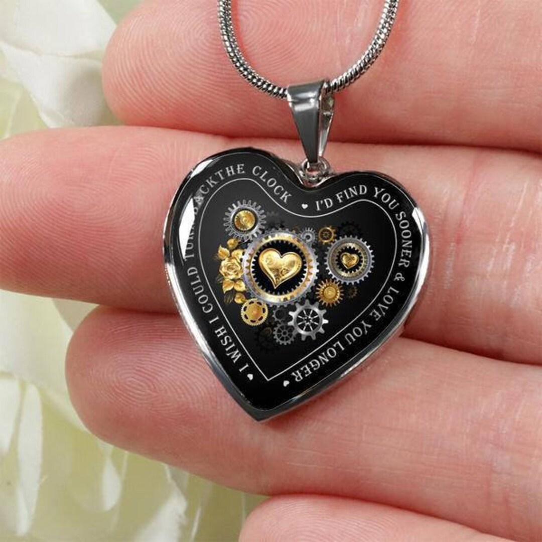 Heart Clock Necklace I Wish I Could Turn Back the Clock Etsy
