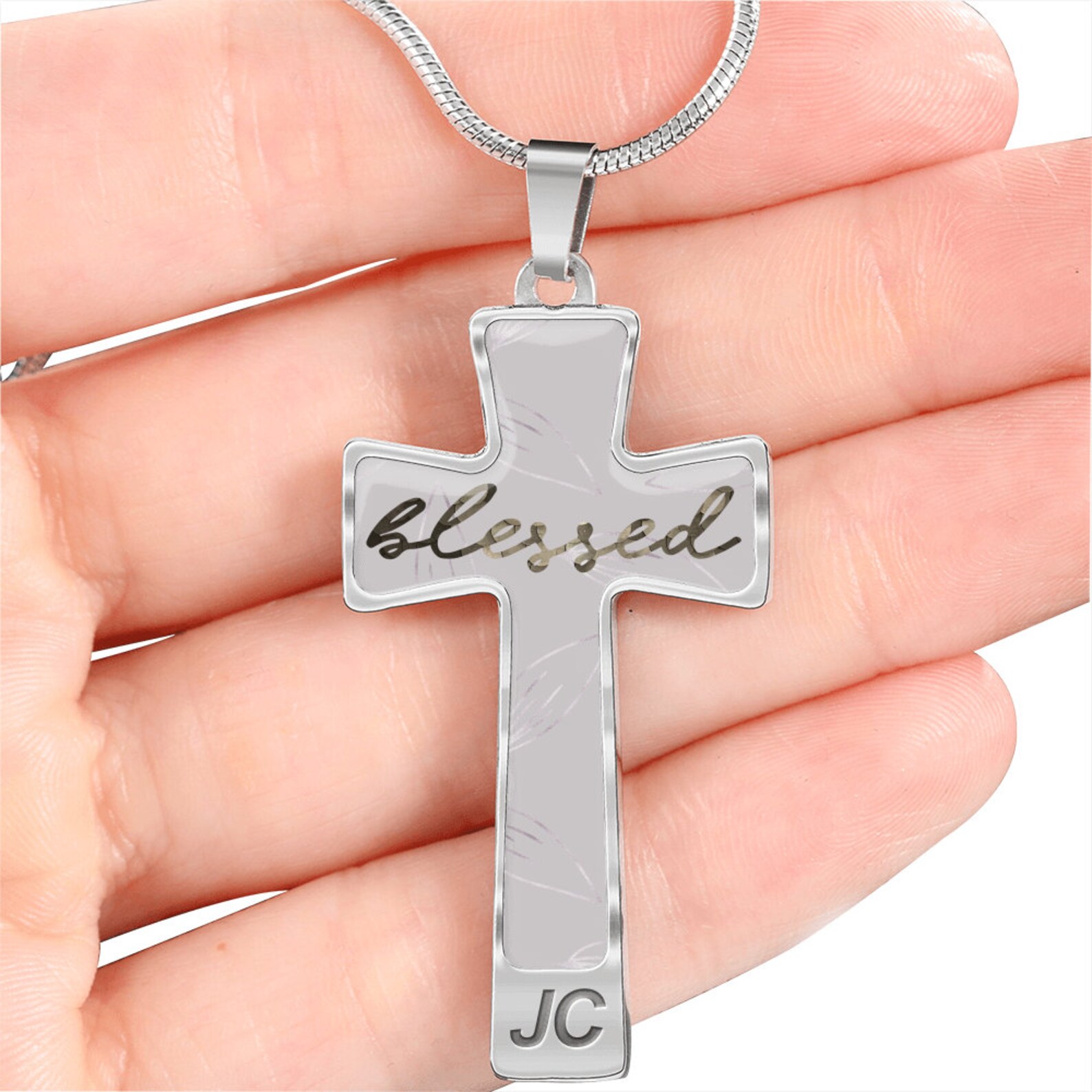 Blessed Cross Necklace Personalized With Engraving of Name and Etsy