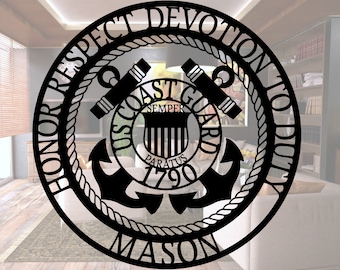 Personalized US Coast Guard Metal Sign: Custom Last Name Plaque