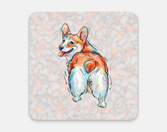 Corgi Coaster for Corgi Memorials, Corgi Gifts, Corgi Mom,  , Genuine Cork Bottom,