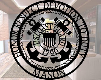 Personalized US Coast Guard Metal Sign: Custom Last Name Plaque