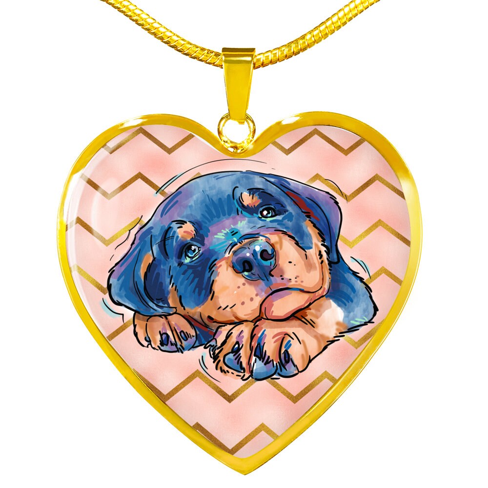 Necklace Rottweiler Puppy Stainless Steel or 18k Gold Finish | Etsy