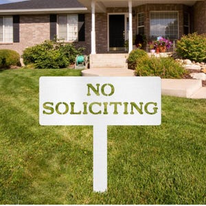No Soliciting Yard Sign, Metal House Sign, Modern Steel Sign, Property Signage, Home Decor, Porch Sign, Private Property, No Trespassing,