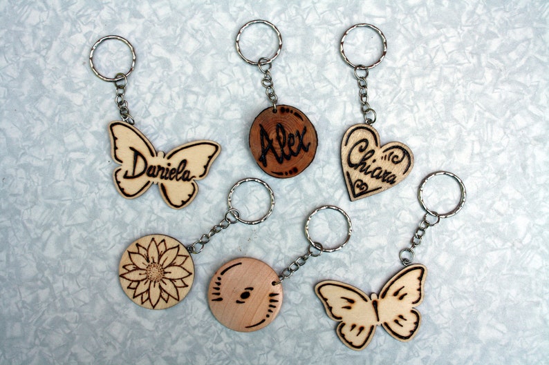 Custom wooden keychain keychains engraved on wood wedding Etsy