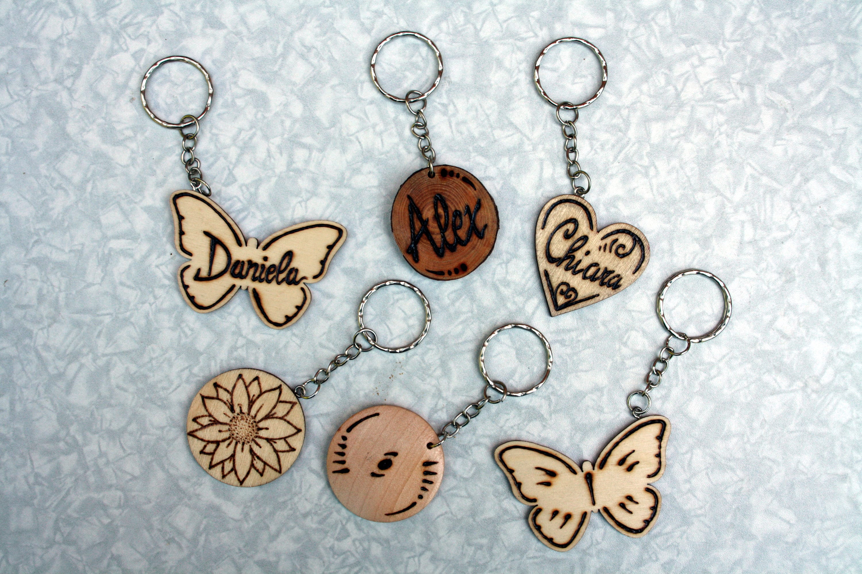 Custom wooden keychain keychains engraved on wood wedding Etsy