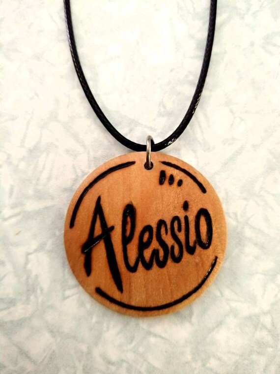 Custom Name Necklace Engraved Wood Pendant Custom Necklace