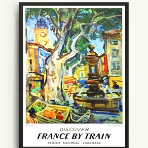 Impresión y decoración de pósteres de viajes franceses vintage, arte mural ecléctico de Francia para decoración del hogar bohemio, impresiones de arte contemporáneo y moderno para galería de pared.