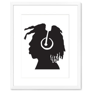 Silhouette Portrait AfroAmerikanische Kunst Schwarz Kunst Hip Hop Art Rapper Poster Musik WandKunst Musik Geschenk Reggae Kunst Modern Print
