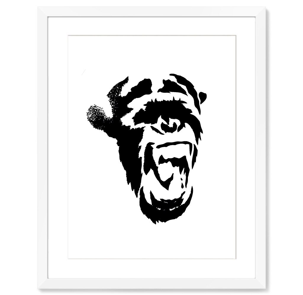 Graffiti Art Spray Paint Art Stencil Art Street Art Animal Prints Chimp Art Graffiti Wall Art Funny Art Modern Home Decor Minimal Print - Etsy