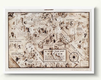Vintage Harlem Map Poster - African American Music Wall Art