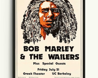 Bob Marley Wall Art: Reggae Music Poster with Rasta Vibes