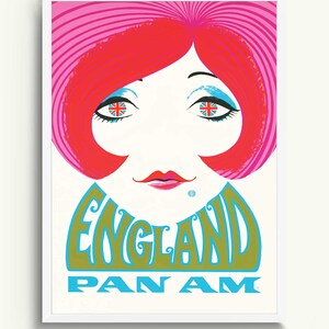 Vintage Travel Art Poster and Retro Pop art wall art print, psychedelic illustration poster print, Mid Century Boho Wall Art Print, Britain
