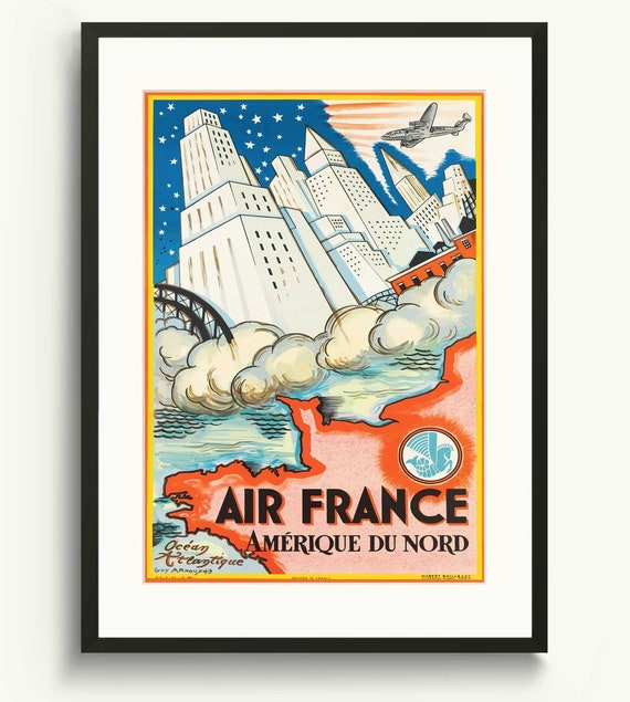 Air France Poster: Mid Century Modern Travel Art (unframed Prints