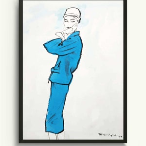 Fashion Wall art and retro fashion illustration art print. Vintage Mid Century art print. Modern Wall Art of Line art. Minimalist print