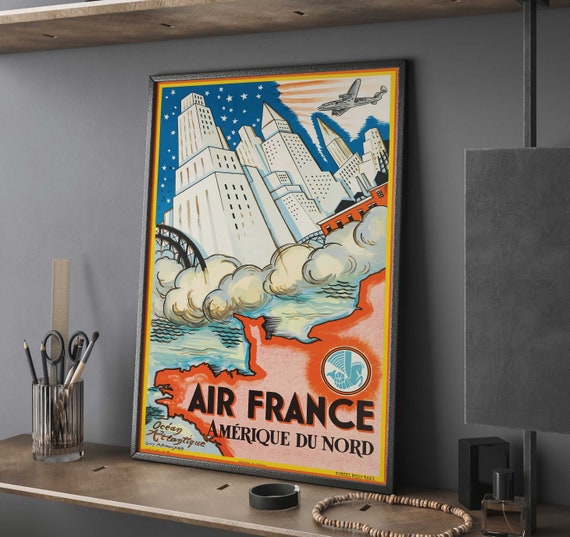 エールフランス航空ポスター：ミッドセンチュリーモダンの旅行アート