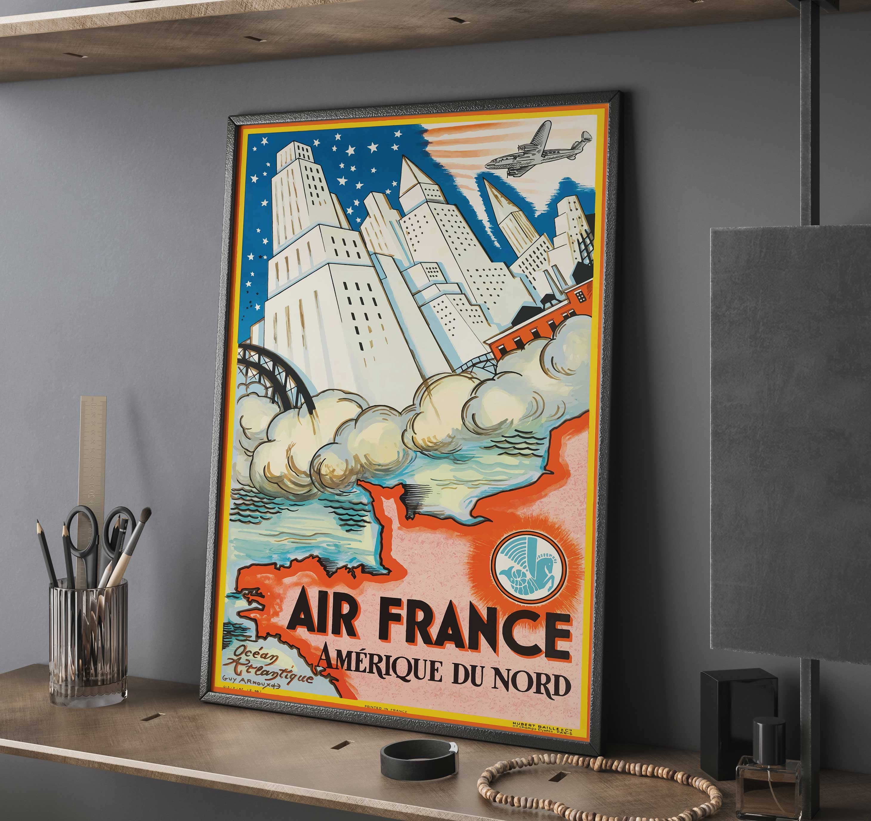 Air France Poster: Mid Century Modern Travel Art (unframed Prints
