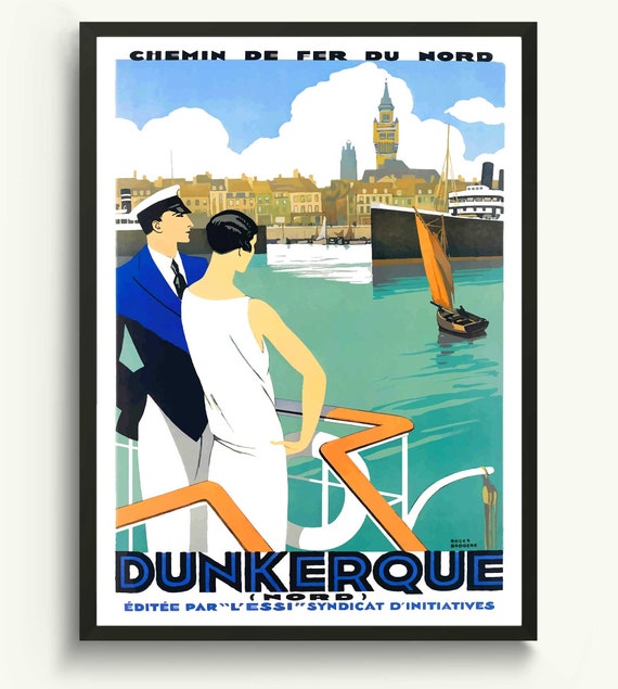 Vintage French Travel Poster, Coastal Nautical Art (unframed Print