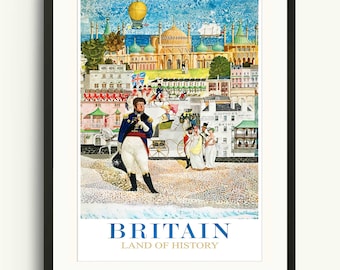 Vintage British Illustration Reiseplakat, Großbritannien Galerie Wandkunst