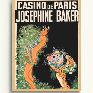 Paris poster print of Josephine Baker, Black Art, France Travel Poster and Boho Wall Décor, Vintage Wall Art Poster and African American Art