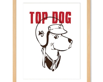 Printable Art Dog Art Print Motorcycle Art Car Racing Art Dog Art Dog illustration Funny Art Print Cartoon Art Digital Print Graduation Gift