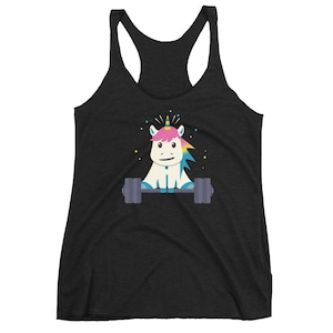 Unicorn Gym Weight Lifting Team Fitness Women&#39;s Racerback Tank