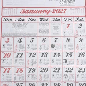2027 Almanac Wall Calendar Lunar Moon Phases Gardening and Fishing Guide