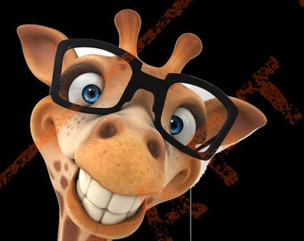 Lustige Giraffe mit Brille, Digital Download, Pdf, Png, SVG. eps