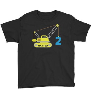 Matteo Second Birthday 2 Cute Construction Crew Birthday Party Youth Short Sleeve T-Shirt