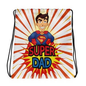 Super Dad Gift Drawstring bag
