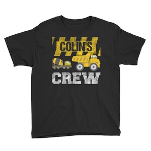 Colin&#39;s Birthday Crew Construction Birthday Party Youth Short Sleeve T-Shirt