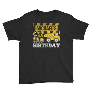 Michael&#39;s 3rd Birthday Crew Construction Birthday Party Youth Short Sleeve T-Shirt