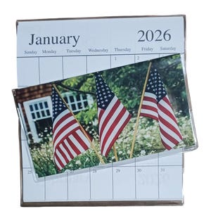 2026 Pocket Calendar Americana Flags 6.5" x 3.5" Vinyl Cover