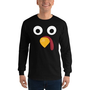 Happy Thanksgiving Turkey Face Funny Gift Long Sleeve T-Shirt