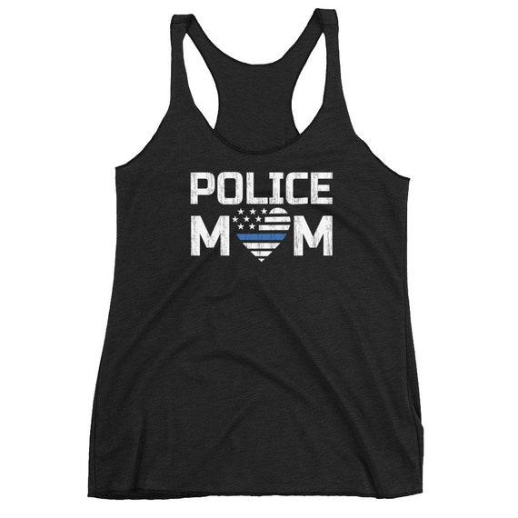 Police Mom Tank Top – Thin Blue Line Heart Racerback for Law Enforcement Moms