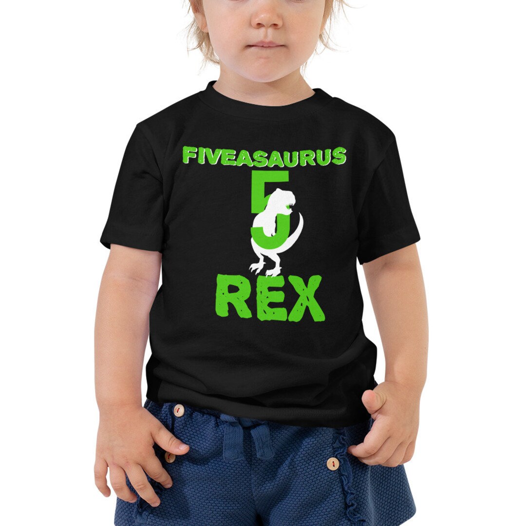 Kids 5th Birthday Dinosaur Gift T Shirt for Year Old Boys Girls