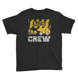 Ezra&#39;s Birthday Crew Construction Birthday Party Youth Short Sleeve T-Shirt